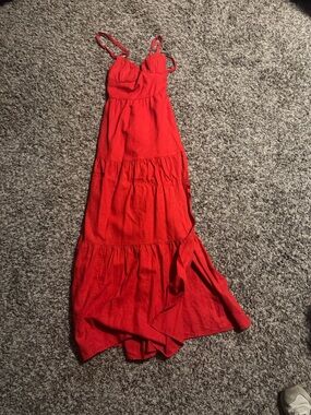 chinese dress ladies Hollister Womens Red Plaid Polyester Slip Dress Size S Round Neck Pull   Preworn